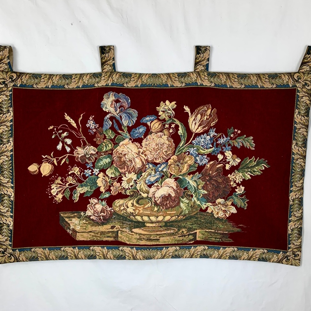 French Country Floral Garden Tapestry 25 X 40 in Hanging Tabs Wall Decoration